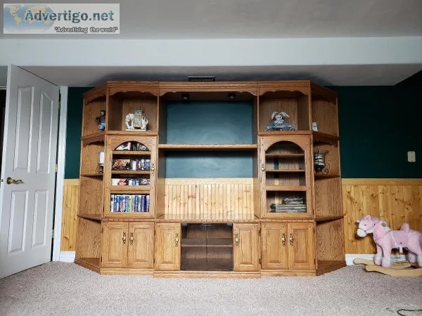 Beautiful Oak Wall Entertainment Center