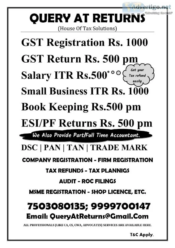 ITR GST Returns MSME ECR ESI