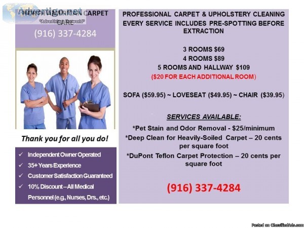 CARPET CLEANINGDISCOUNTS FOR ALL MEDICAL STAFF