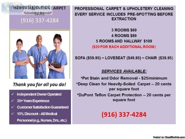 CARPET CLEANINGDISCOUNTS FOR ALL MEDICAL STAFF