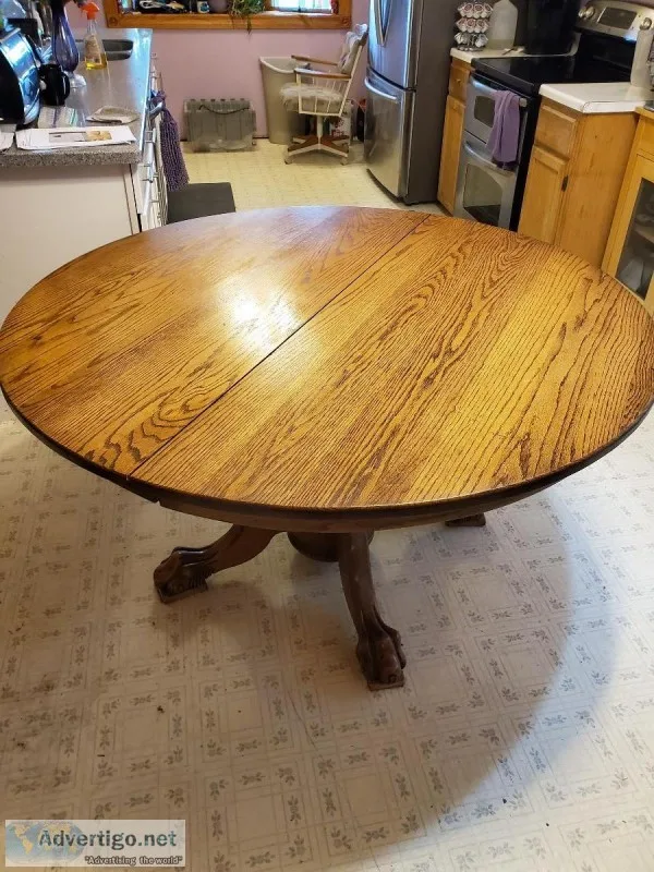 54&quot Vintage Solid Oak Pedestal table