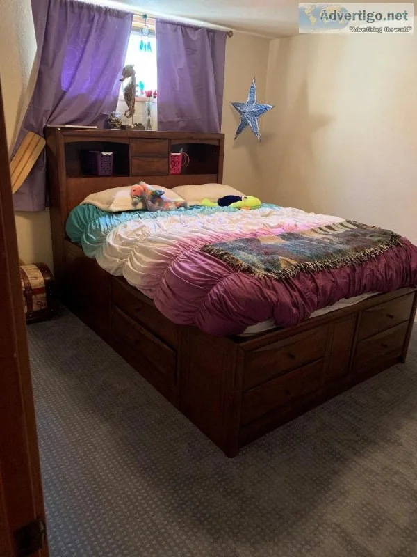 Queen Size Solid Wood Captain s Bed