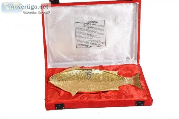 Nutristar Bass Gift Item Fish Dish Shape 24 Carat Gold plated wi