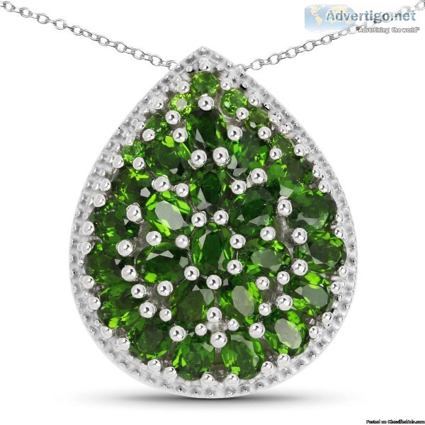 4.65 Carat Genuine Chrome Diopside .925 Sterling Silver Pendant