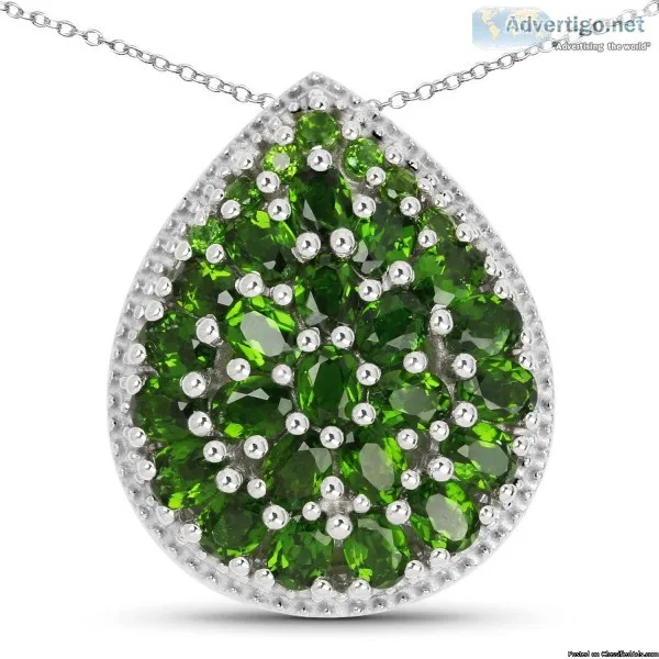 4.65 Carat Genuine Chrome Diopside .925 Sterling Silver Pendant