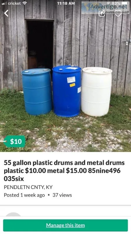 55 gallon plastic drums