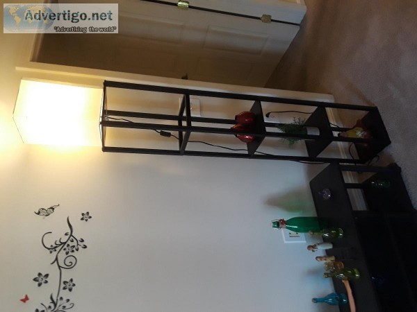Metal and wood lamp table