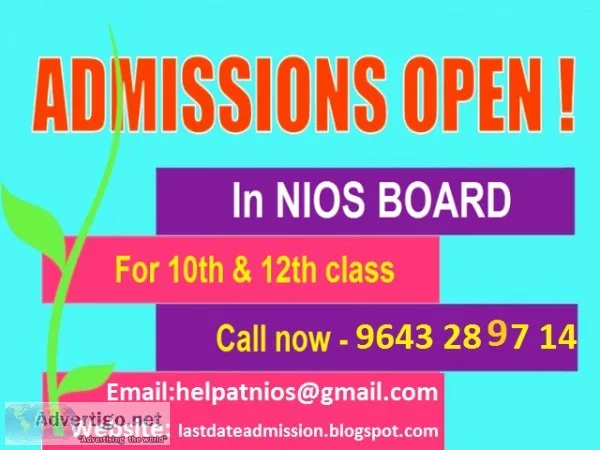 Last date of admission NIOS Open School Success in Education wit