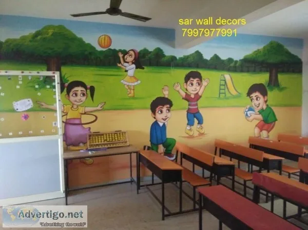 play school Awesome cartoon wall painting in Hyderabad