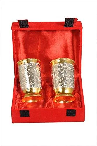 Nutristar Pure Brass Glasses Set of Two Red Box Gift Box Water G