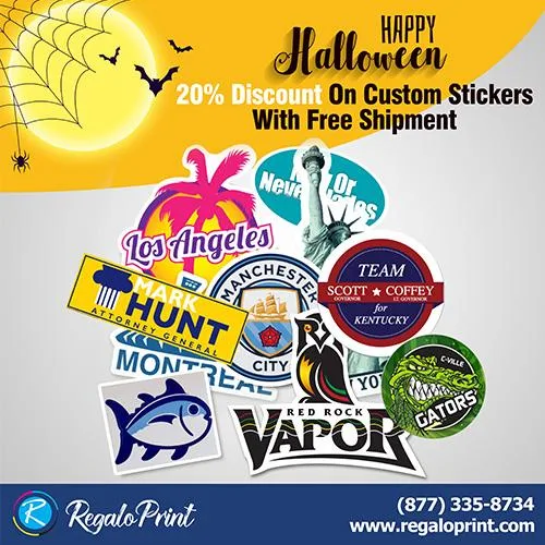 20% Discount On Custom Stickers with Free Shipment  RegaloPrint
