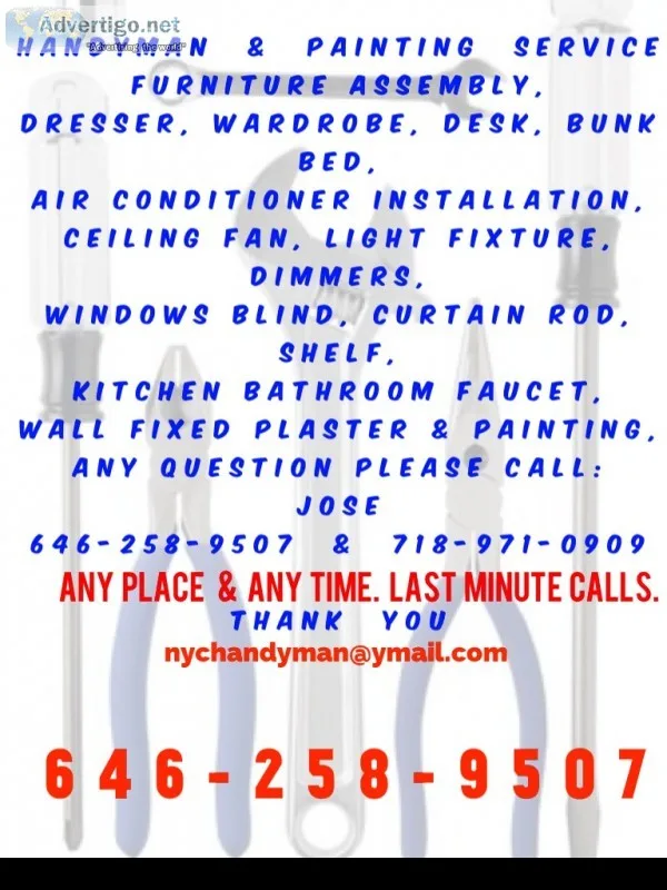  FURNITURE ASSEMBLY  HANDYMAN  PAINTING SERVICE  PLUMBER  ELECT