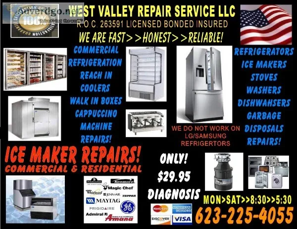 Residential appliance repair service 6 days a week Refrigerator 