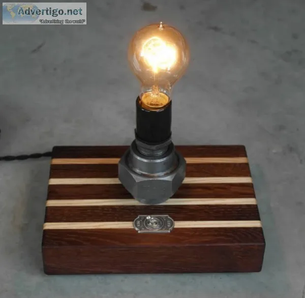 Ash Wood and Roasted Oak Steel Union Lamp