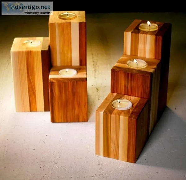 NEW Reclaimed Cedar Tea Light Candle Pillars