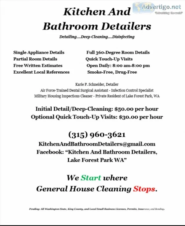 I Detail and Deep-Clean Kitchens and Bathrooms...I Will Trade My
