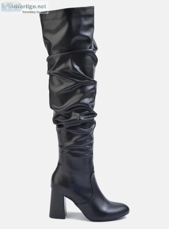 4th and Reckless  ORLANDO OVER THE KNEE SLOUCH BOOT BLACK PU