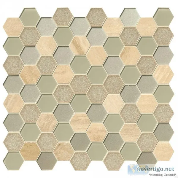 Monterra Blend 3X3 Hexagon 8mm Glass Wall Tile - Backsplash Tile
