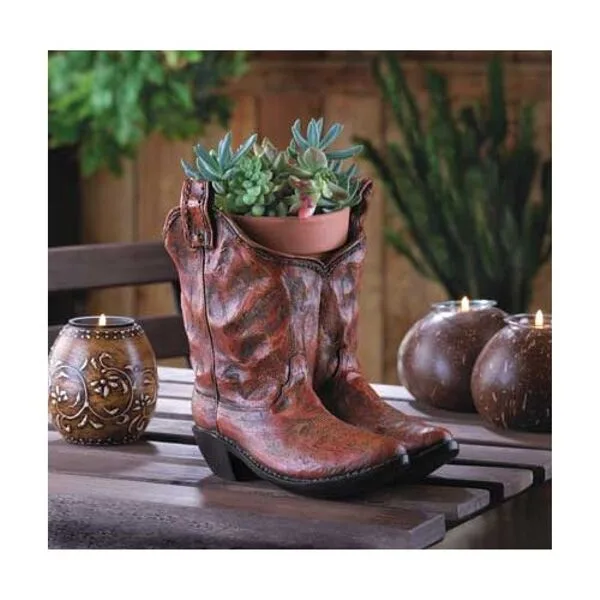Old West Cowboy Boot Garden Planter