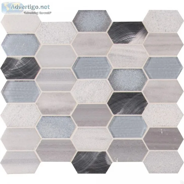 Harlow Picket 12X12 Glass Metal Stone Mosaic - Backsplash Tile U