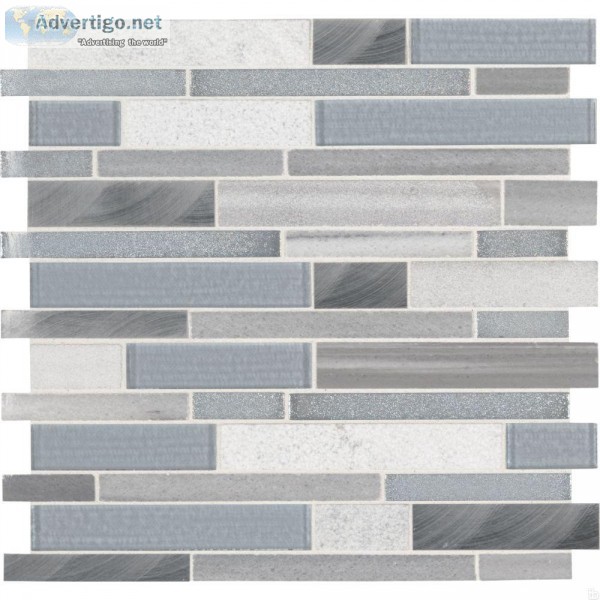 Harlow Interlocking 8mm Gray Glass Wall Tile - Backsplash Tile U