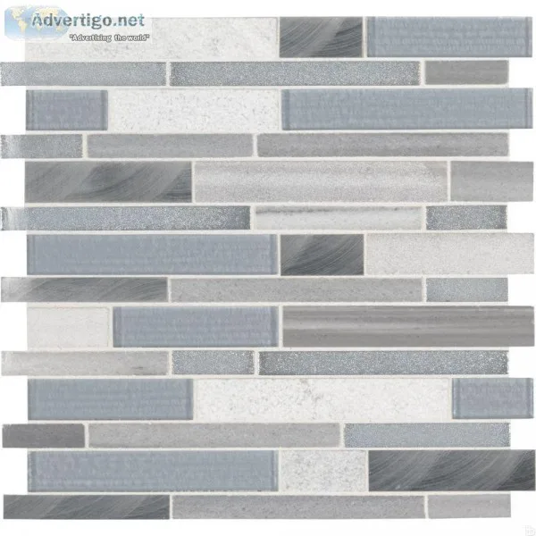 Harlow Interlocking 8mm Gray Glass Wall Tile - Backsplash Tile U