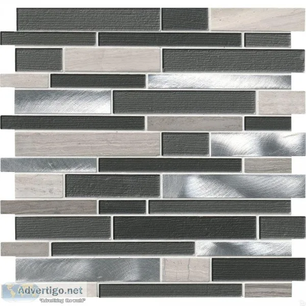 Metro Glacier Blend Interlocking Porcelain Glass Mosaic - Backsp