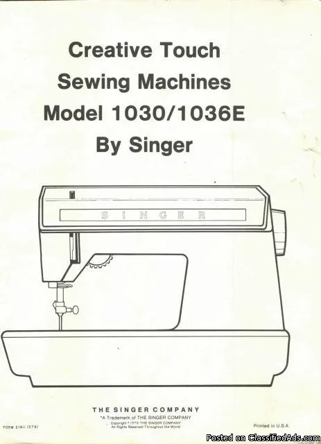 Singer 1030-1036E Sewing Machine Service Manual
