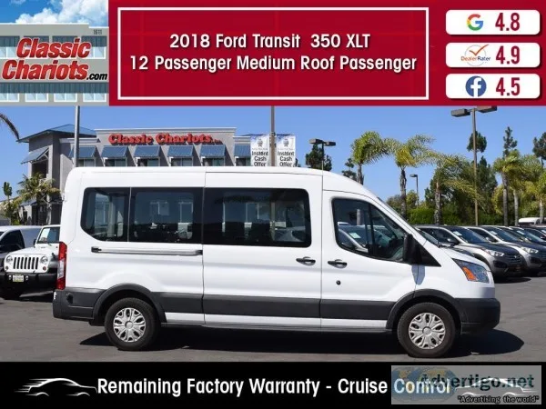 Used 2018 FORD TRANSIT WAGON 350 XLT MEDIUM ROOF 12 PASSENGER fo