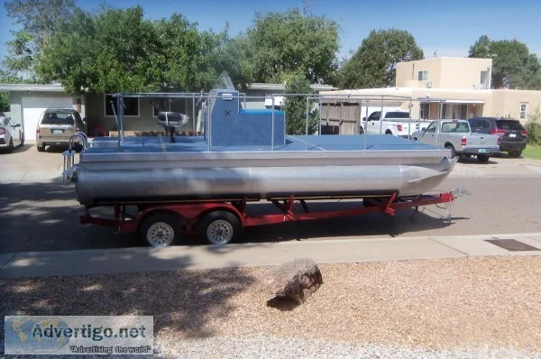 5000 OBO 20 FOOT PONTOON FISHING DECK BOAT AND TANDEM TRAILER