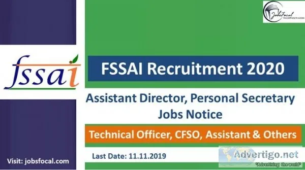 FSSAI Recruitment 2020 (44) Assistant Director Personal Secretar