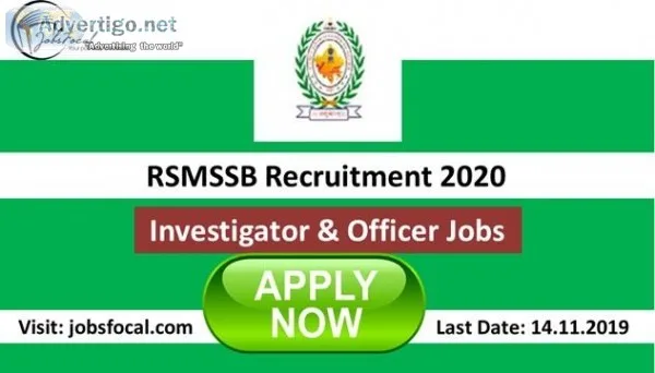 RSMSSB Recruitment 2020 (97) Investigator and Officer Jobs Apply