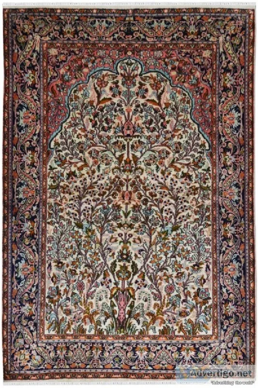 Tree of life Handmade Kashmir Silk on Cotton Rug - Yak Carpet