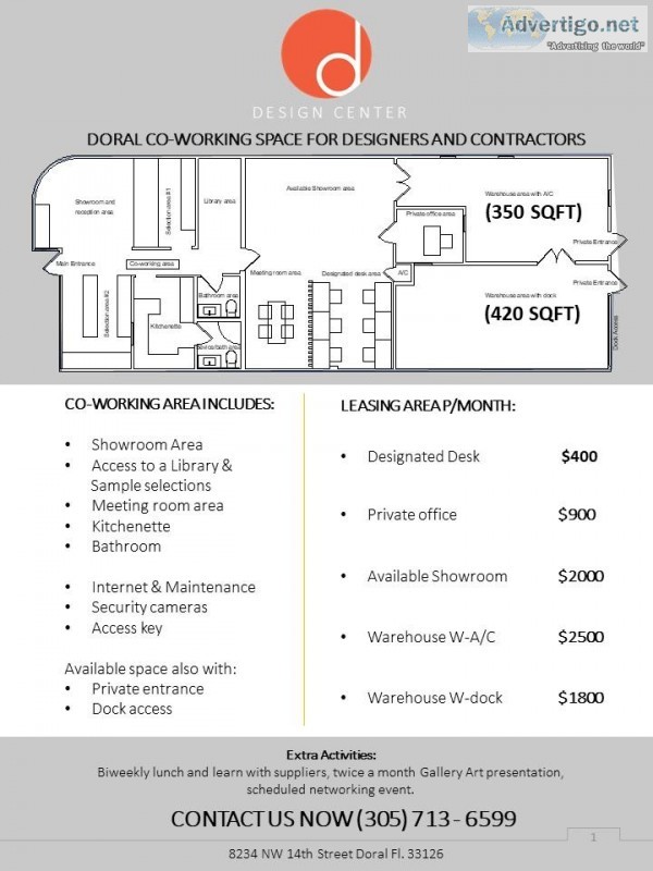 DESIGNERS CO-WORKING SPACE FOR RENT