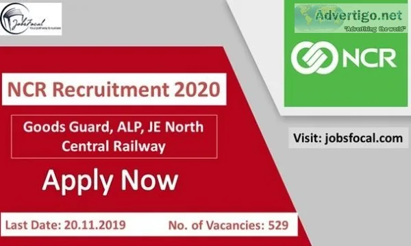 NCR Recruitment 2020 (529) Goods Guard ALP JE North Central Rail