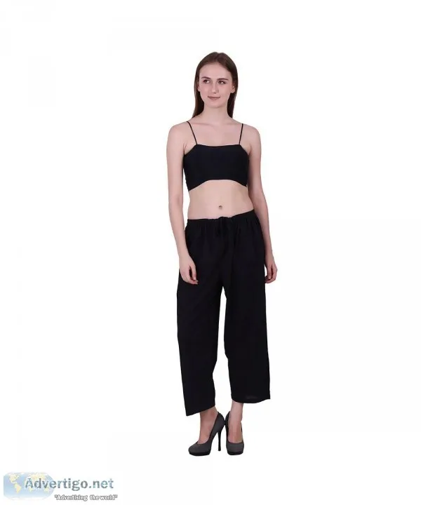 Black Color Cotton Fabric CAPRI for Womens