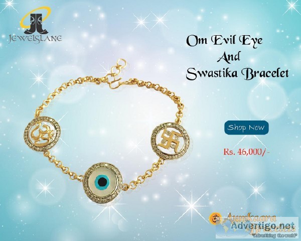 Om Evil Eye And Swastika Bracelet