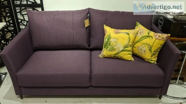 Purple Fabric Sofa with Pullout Queen Size High Density Foam Mat