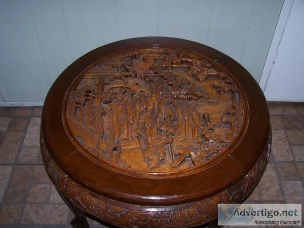 vintage oriental hand carved table