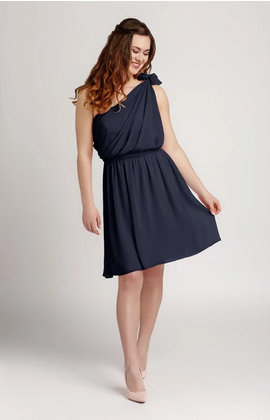 One Shoulder Knee Length Chiffon Bridesmaid Dress brides made