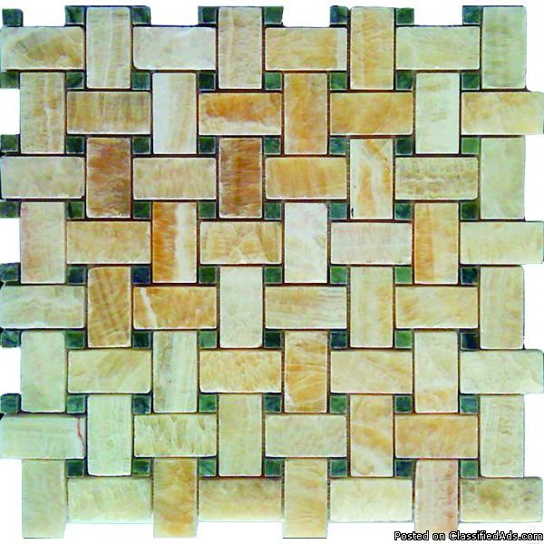 Yellow Onyx Basketweave 12x12 Polished - Tilesbay.com