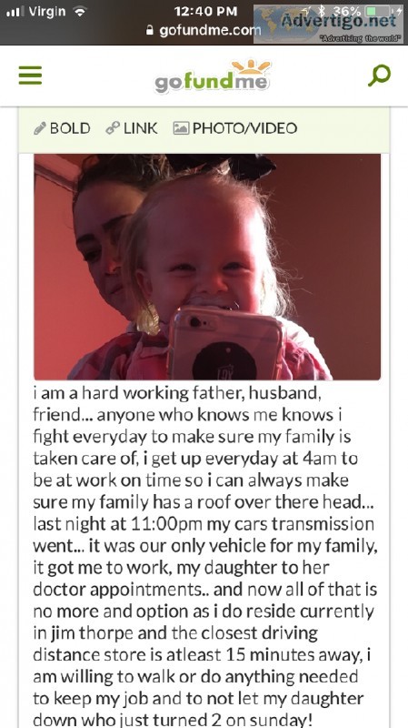 GOFUNDME help for a hardworking father and husband