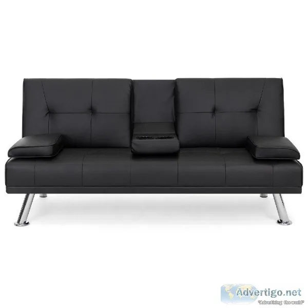 Futon with cup holders (faux leather)