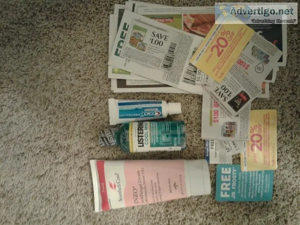 Lot of coupons samples and personal hygiene product for sell