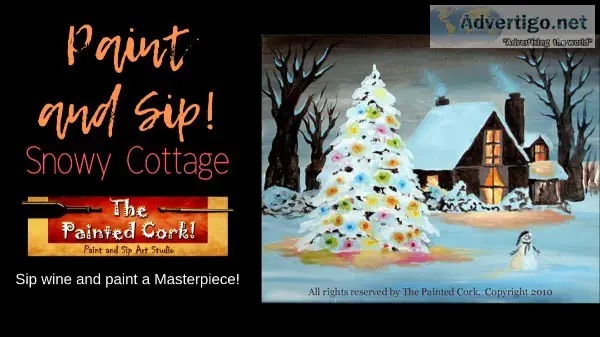 Sacramento Studio 127 Snowy Cottage and Christmas Tree  HOLIDAY 