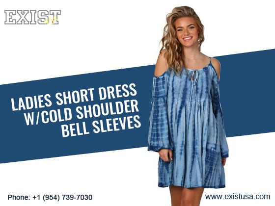 Ladies Cold Shoulder Dress - Exist Inc