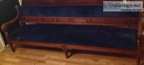 8FT Refurbished Upholstered Church Pew  Railroad Bench