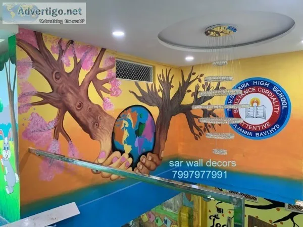 Nursery cartoon wall painting in Hyderabad