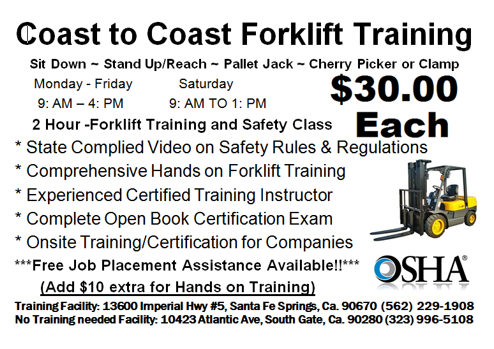 OSHA Compliance forklift certification