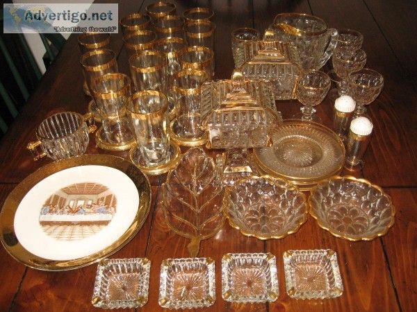 Vintage gold-trimmed glassware